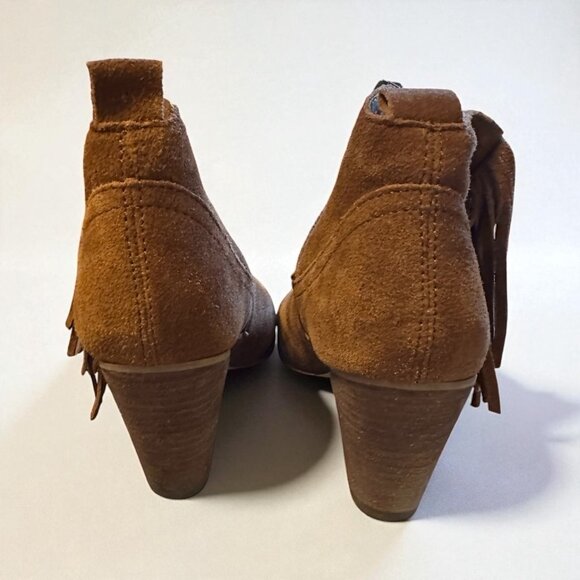 Steve Madden Ohio Brown Suede Fringe Heeled Boots Booties Size 10 M Western - Picture 5 of 7